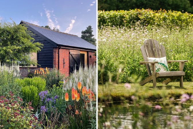 GP4279 - The gardens at Elberta Barn in Essex, the country home of a landscape designer