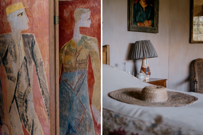 GP4032 - A hand painted dressing screen and bedroom at Charleston.