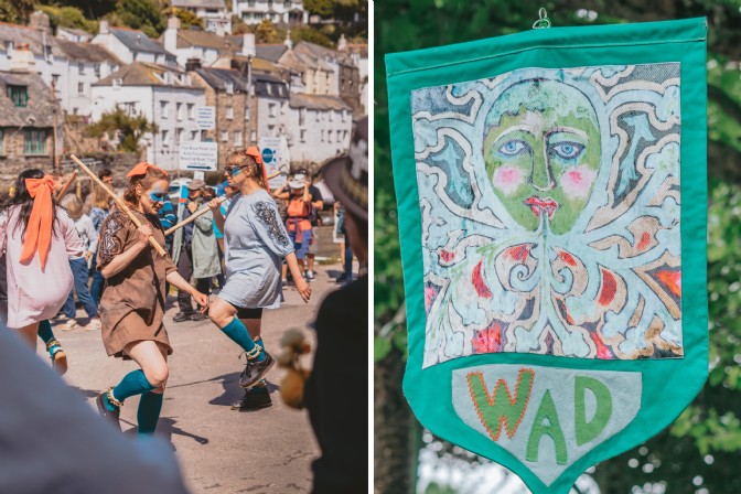 GP4167 - WAD dancing in Polperro and WAD sign