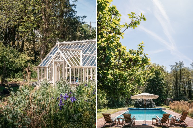 The four acre gardens at Riverstone Mill complete with greenhouse and swimming pool