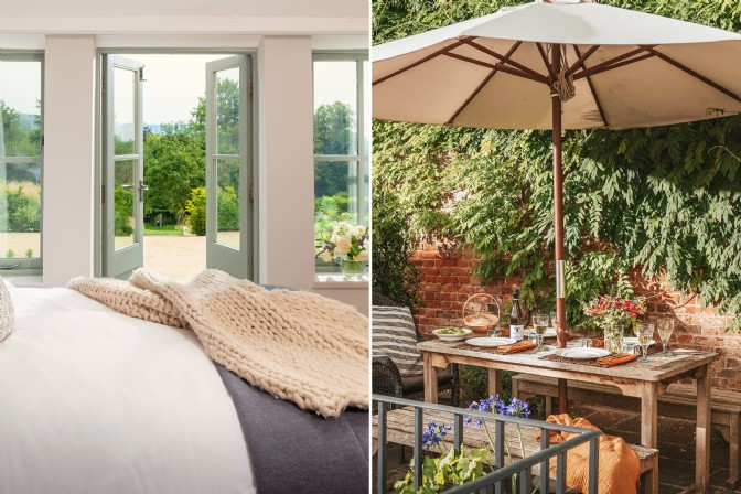The bedroom with garden view and outdoor terrace