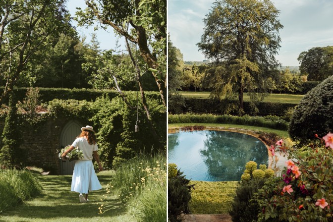 Kate in the gardens of The Walled Garden, and the outdoor pool
