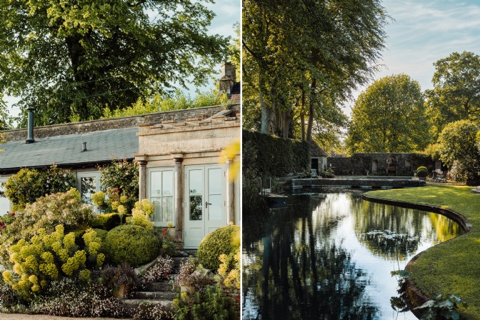 The Walled Garden in the Cotswolds, with outdoor pond