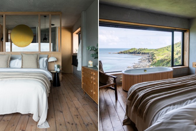 The master bedroom at Ukiyo in Coverack, Cornwall