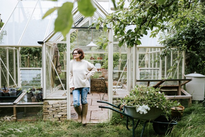 Natasha in her man cave, the green house