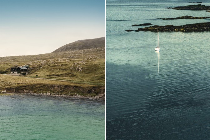 GP3493 - To the left is Solas on the Isle of Harris, to the right is a sailing boat