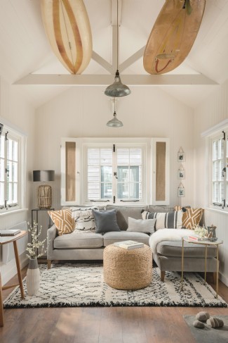 The open plan living area is light-filled whatever the weather