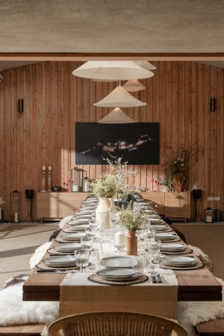 The spacious Retreat Barn, where memorable feasts are held