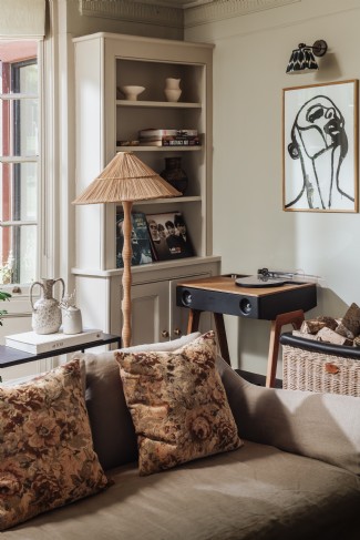 Well-thumbed design books and striking art combine