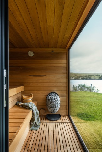 A private sauna provides warmth on cool days