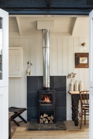 The log burner creates a cosy atmosphere